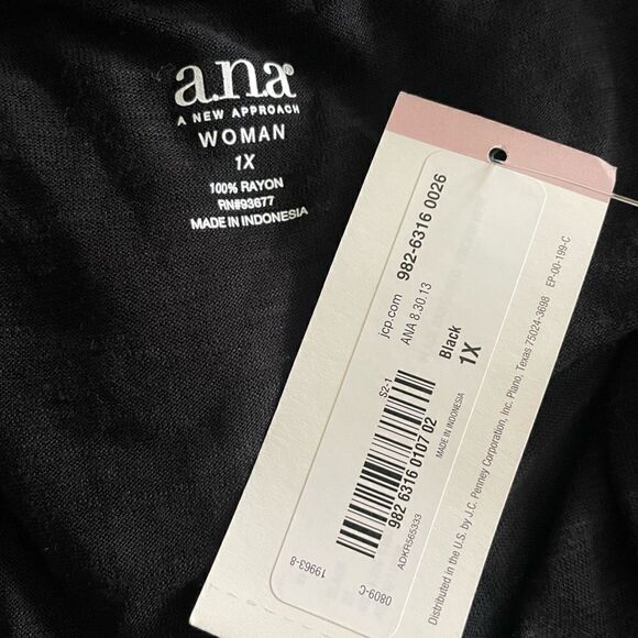 🆕 ANA A New Approach Swing Tank Top High Low Hem Beaded Front Black size 1X - Picture 5 of 7